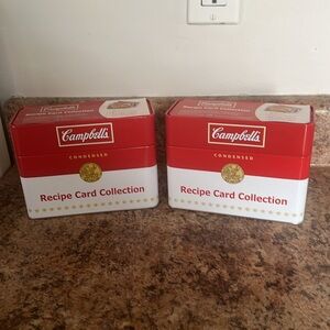 TWO NEW Campbell's Soup Collectible Tin Vintage 2-sided Recipe Cards Collection